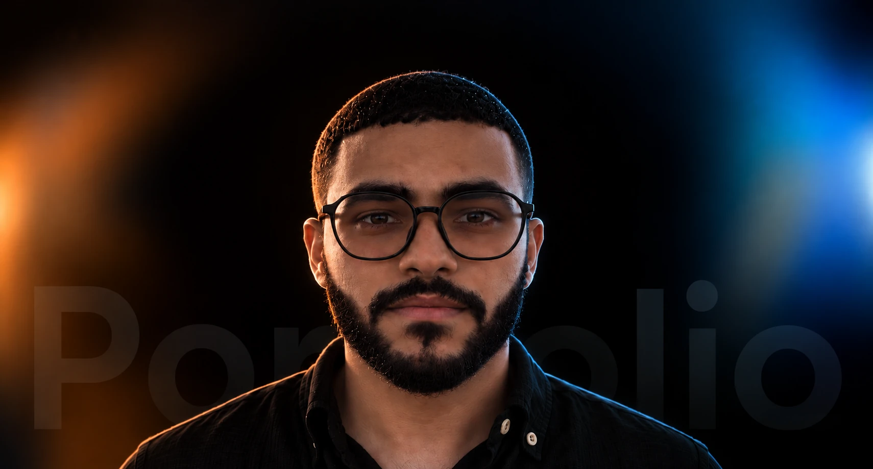 Youssef, known as Gentar, lit by warm amber and cool blue light
